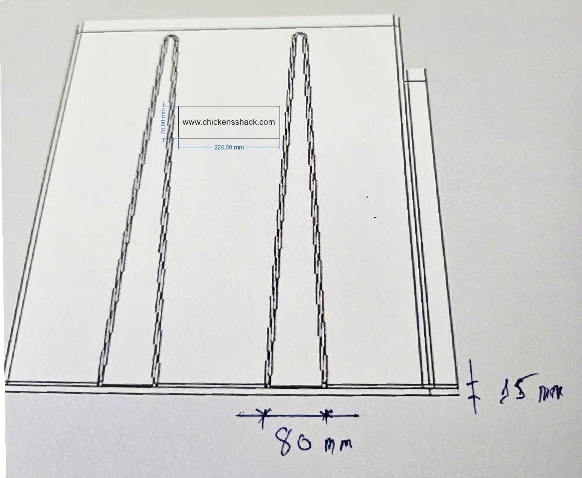 Panel drawing with molded URL and 80 mm / 15 mm notes