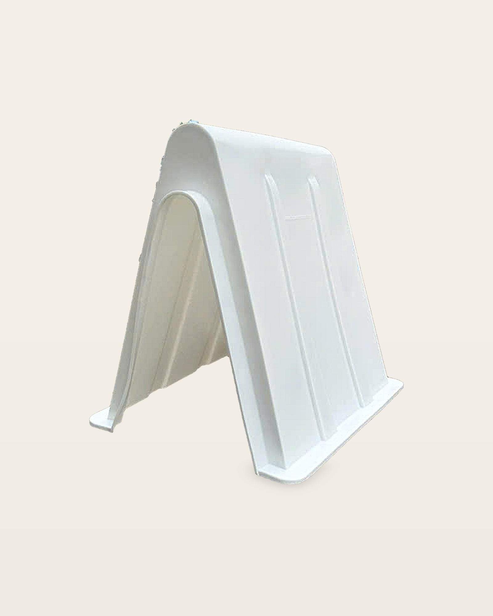 Studio photo of the white A-frame, open end